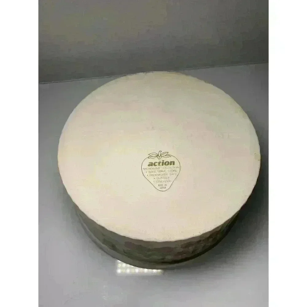 Vintage 1985 Action Strawberry Round Souffle Baking Souffle Dish Stoneware